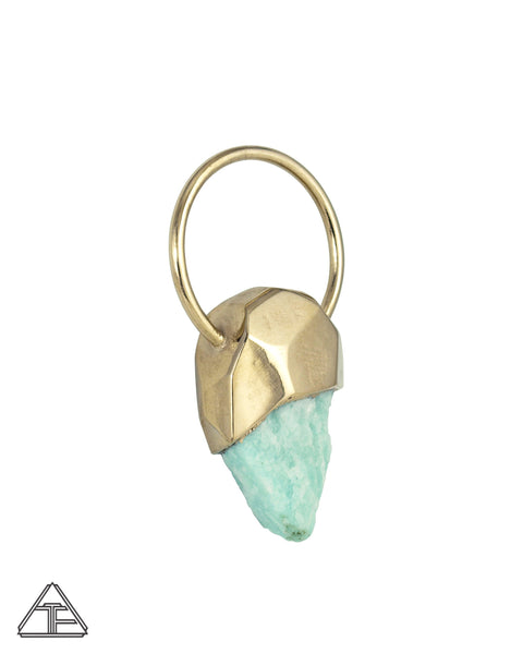 Large Amazonite Yellow Gold Crystal Talisman Pendant