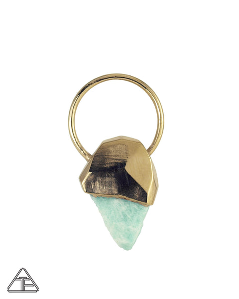 Large Amazonite Yellow Gold Crystal Talisman Pendant