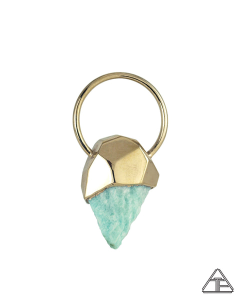 Large Amazonite Yellow Gold Crystal Talisman Pendant