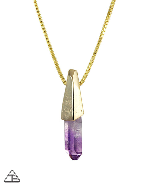Veracruz Amethyst Yellow Gold Crystal Talisman Pendant - AXIS Crystal Talisman Collection - Third Eye Assembly