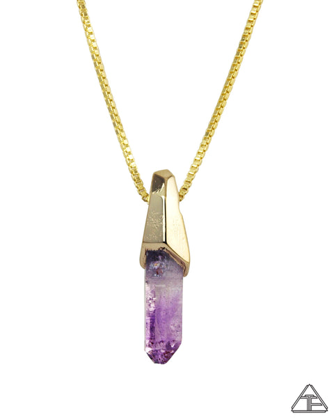 Veracruz Amethyst Yellow Gold Crystal Talisman Pendant - AXIS Crystal Talisman Collection - Third Eye Assembly