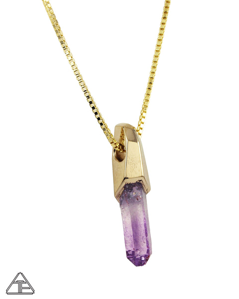Veracruz Amethyst Yellow Gold Crystal Talisman Pendant - AXIS Crystal Talisman Collection - Third Eye Assembly