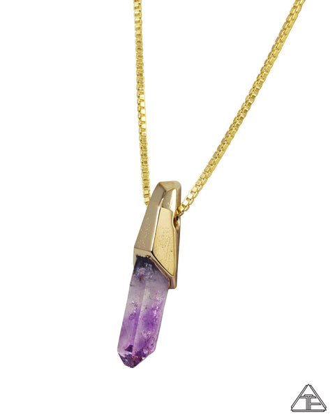 Veracruz Amethyst Yellow Gold Crystal Talisman Pendant - AXIS Crystal Talisman Collection - Third Eye Assembly
