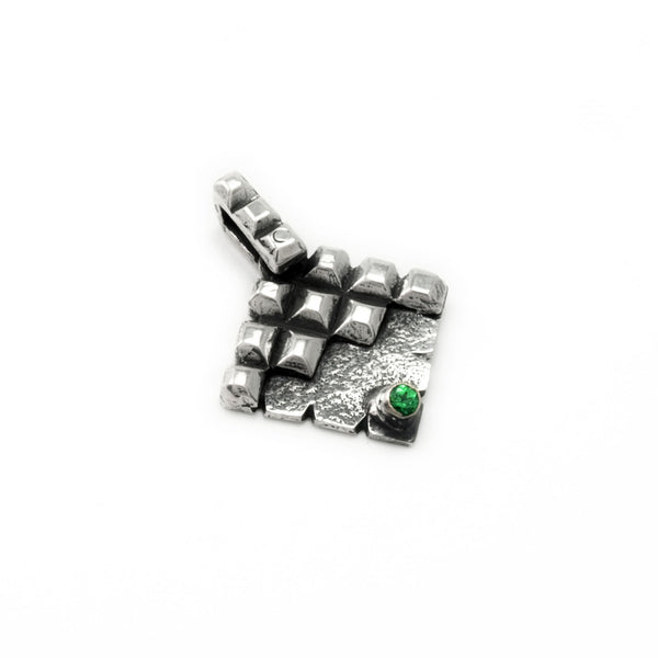 Hedron Lattice: Sterling Silver Pendant Tsavorite