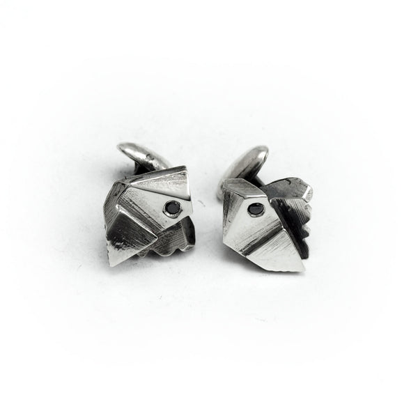 Prism Lattice: Sterling Silver Cufflinks Black Diamond