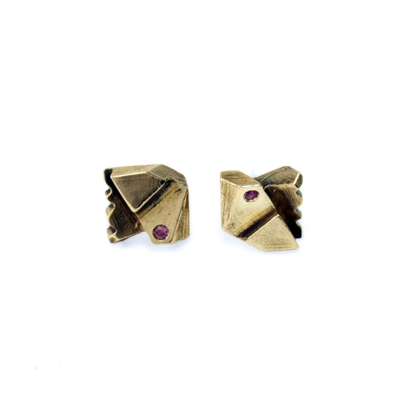 Prism Lattice: Brass Studs Rhodolite