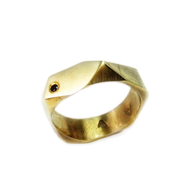 Size 6 - Lattice: Brass Ring Black Spinel