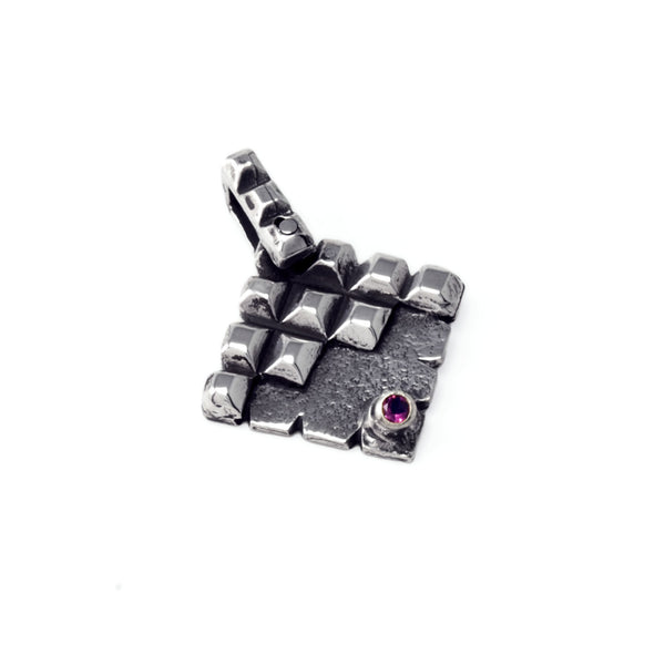 Hedron Lattice: Sterling Silver Pendant Rhodolite Garnet
