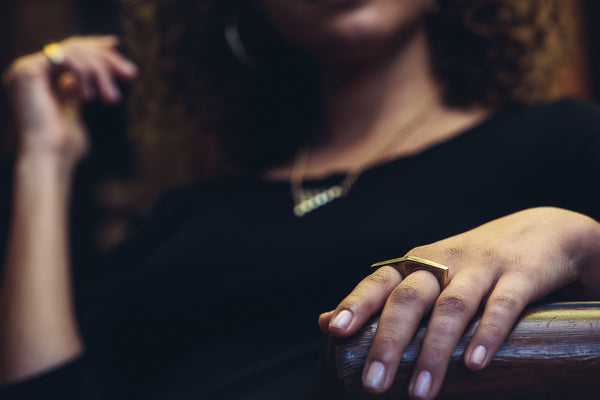 Lattice: 14K Yellow Gold Double Ring