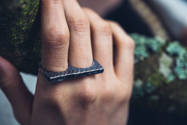 Lamina Lattice: 14K Yellow Gold Double Ring