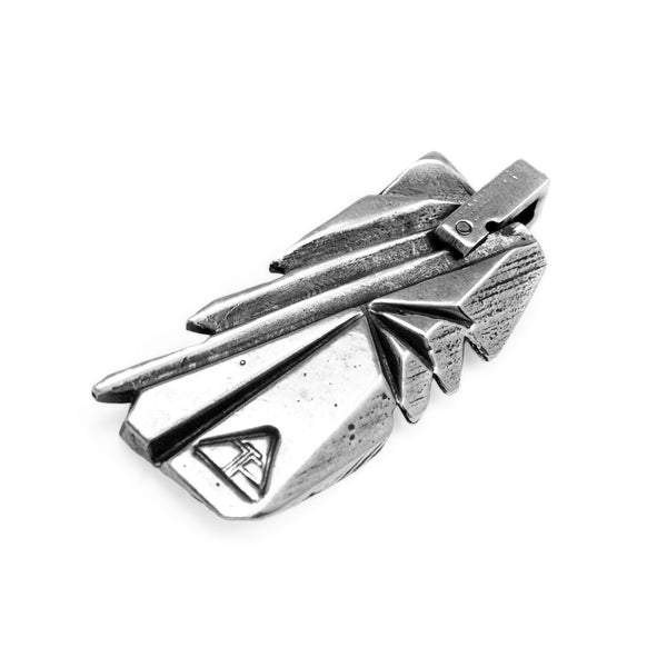 Prism Lattice: Sterling Silver Dog Tag Pendant Sapphire