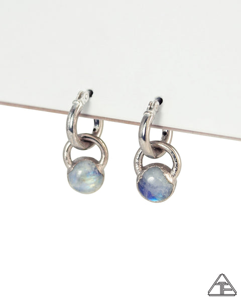 Moonstone Palladium Crystal Talisman Earrings
