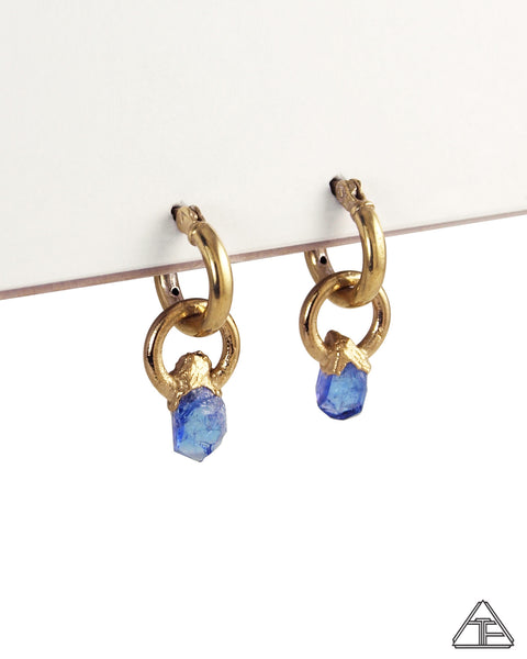 Tanzanite 14k Yellow Gold Crystal Talisman Earrings