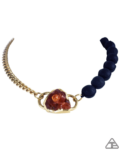 Garnet Cluster 14k Yellow Gold Crystal Talisman Choker