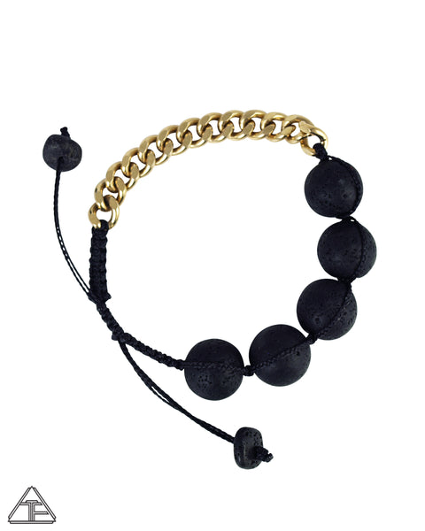 Lava Rock Gold Macrame Bracelet