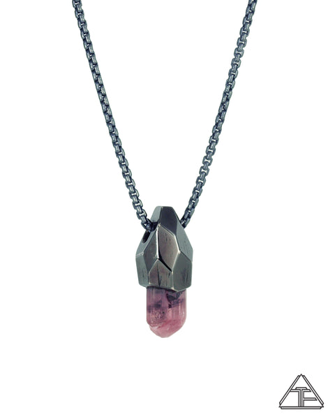 Rubellite Black Rhodium Crystal Talisman Pendant