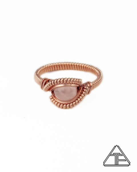 Size 5 - Rose Quartz & Rose Gold Wire Wrapped Ring