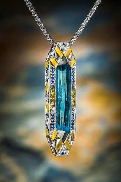 "Delta Blue" Aquamarine + Sapphire Lux Pendant