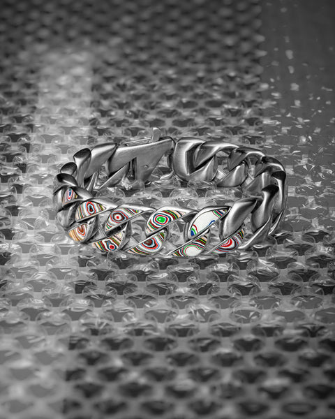 BUDDYLAND® Cuban Link Bracelet: Fordite Inlay