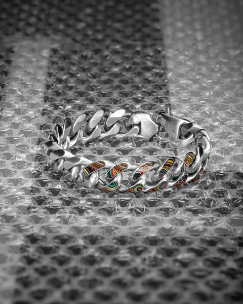 BUDDYLAND® Cuban Link Bracelet: Fordite Inlay