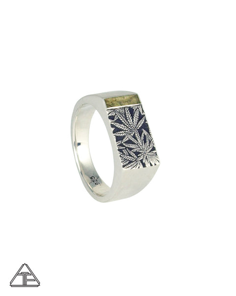 Signet Ring: Canna Class Moldavite Inlay