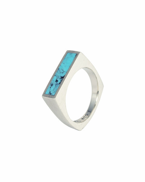 Giotto: Turquoise Inlay Signet Ring 6mm Size 5.5