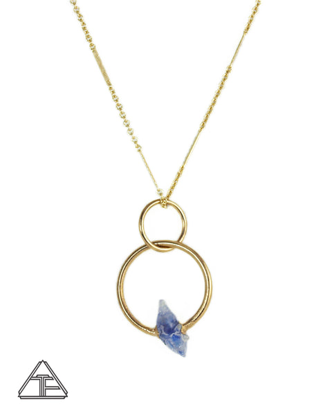 DT Sapphire Yellow Gold Crystal Talisman Pendant
