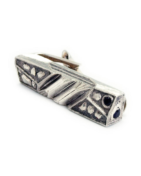 Black Diamond Lattice Series Sterling Silver Engraved Tie Bar Collab