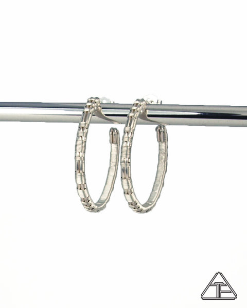 Silver Hoop Wire Wrap Earrings