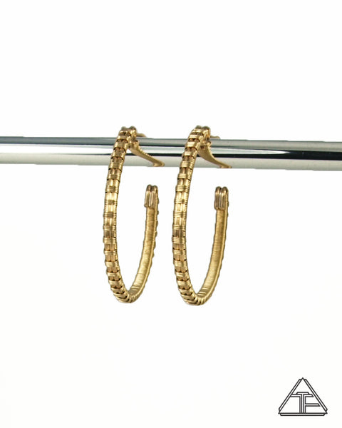 Yellow Gold Hoop Wire Wrap Earrings