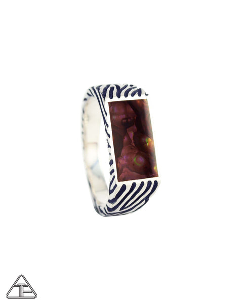 Wild Coat: Fire Agate Signet Ring Size 11