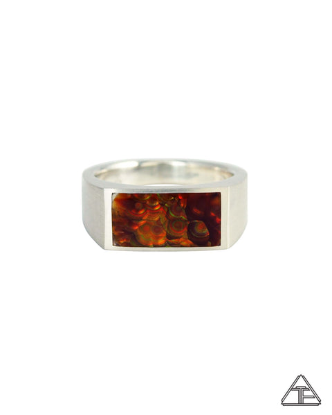 Signet Ring: Fire Agate Inlay Size 10