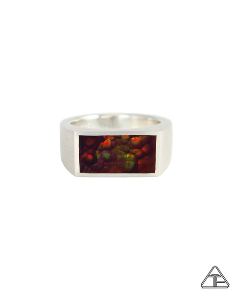 Signet Ring: Fire Agate Inlay Size 8
