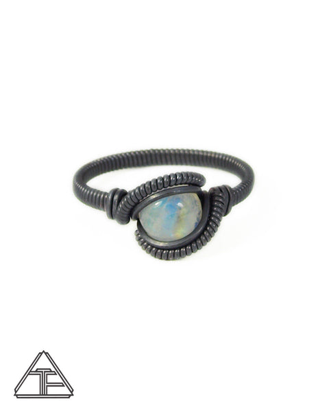 Size 8.5 - Moonstone Silver Wire Wrapped Ring
