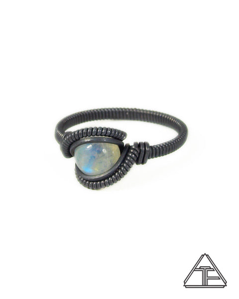 Size 8.5 - Moonstone Silver Wire Wrapped Ring