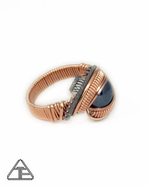 Size 10 - Hematite Rose Gold Silver and Titanium Wire Wrapped Ring