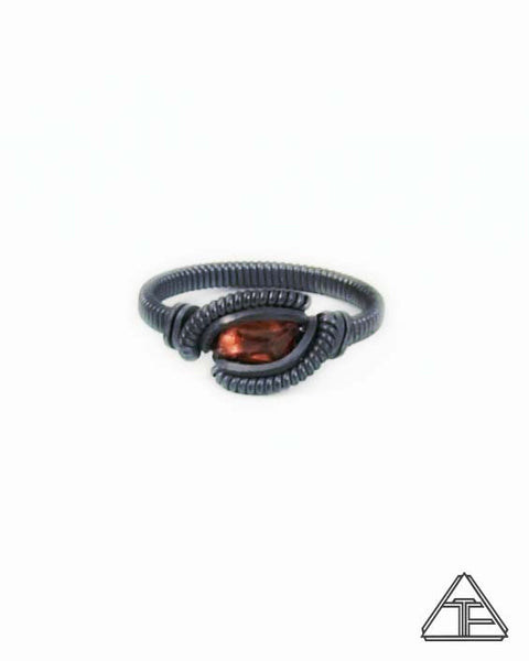 Size 6 - Garnet & Silver Wire Wrapped Ring