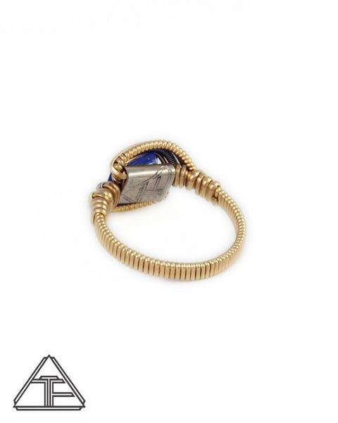 Size 7 - Tanzanite Yellow Gold & Titanium Wire Wrapped Ring