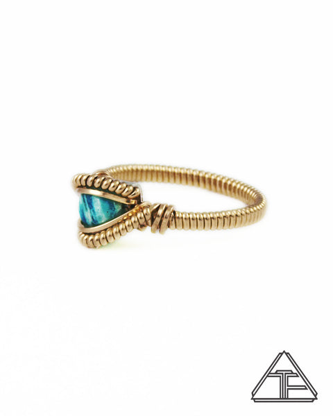 Size 5 - Amazonite and Yellow Gold Wire Wrapped Ring