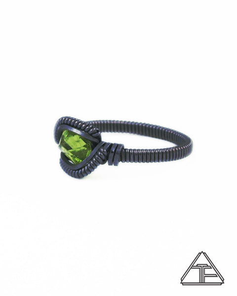 Size 7.5 - Peridot and Sterling Silver Wire Wrapped Ring