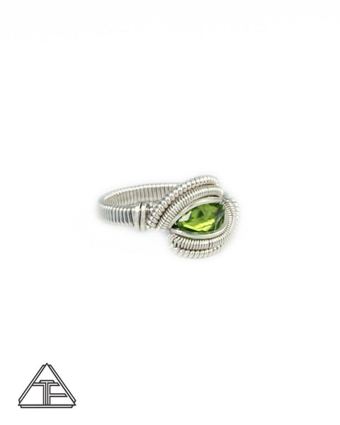Size 5 - Peridot and Sterling Silver Wire Wrapped Ring