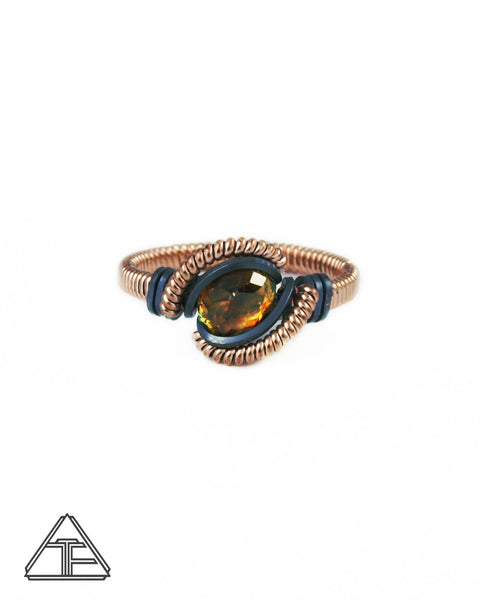 Size 6.5 - Sphene and Rose Gold Wire Wrapped Ring