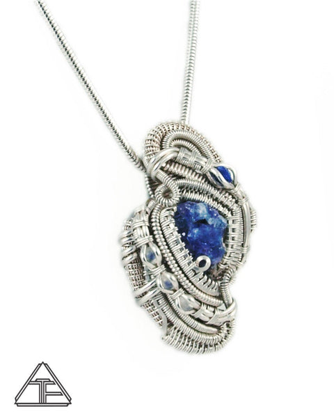 Paraiba Apatite Blue Spinel Sterling Silver Wire Wrapped Pendant