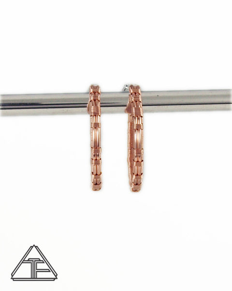 Rose Gold and Silver Hoop Wire Wrap Earrings