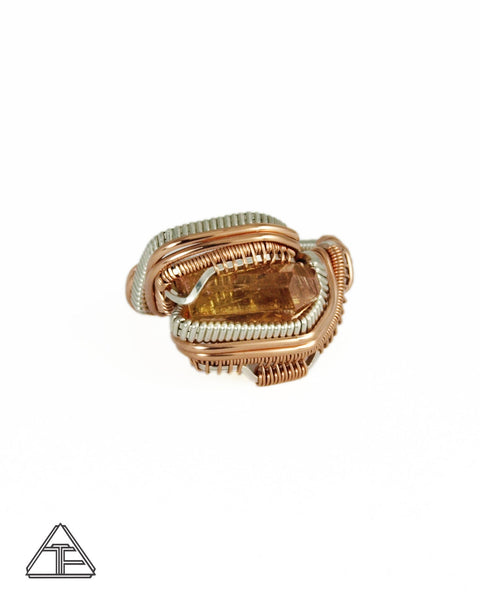Size 8.5 - Coronel Murta Tourmaline Rose Gold and Silver Wire Wrapped Ring