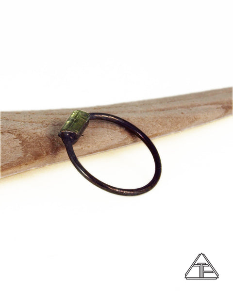 Size 8 - Green Tourmaline Black Rhodium Crystal Talisman Ring