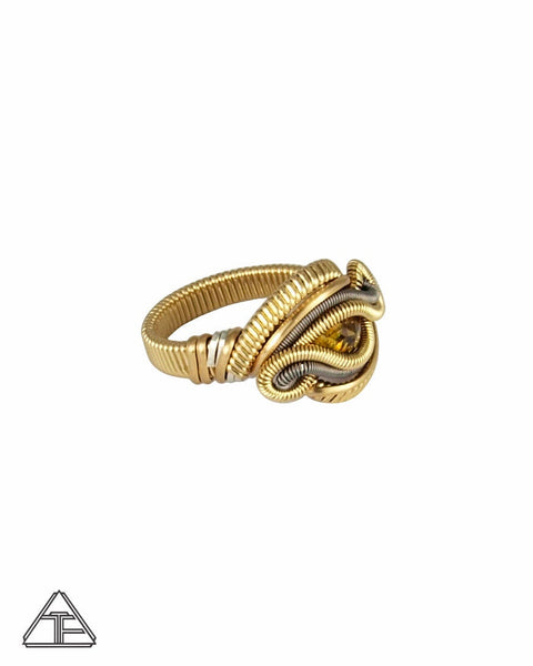 Size 5.5 - Sphene Yellow Gold and Titanium Wire Wrapped Ring