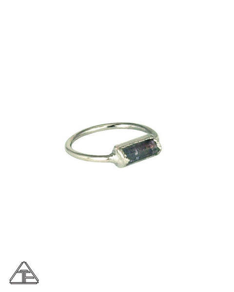 Size 5 - Bi-Color Tourmaline Palladium Crystal Talisman Ring
