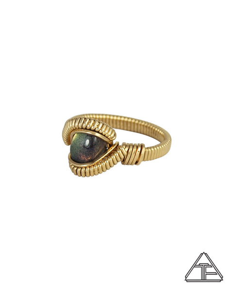 Size 6 - Labradorite 14K Yellow Gold Wire Wrapped Ring