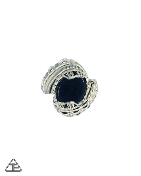 Size 11 - Ebony Sterling Silver Wire Wrapped Ring